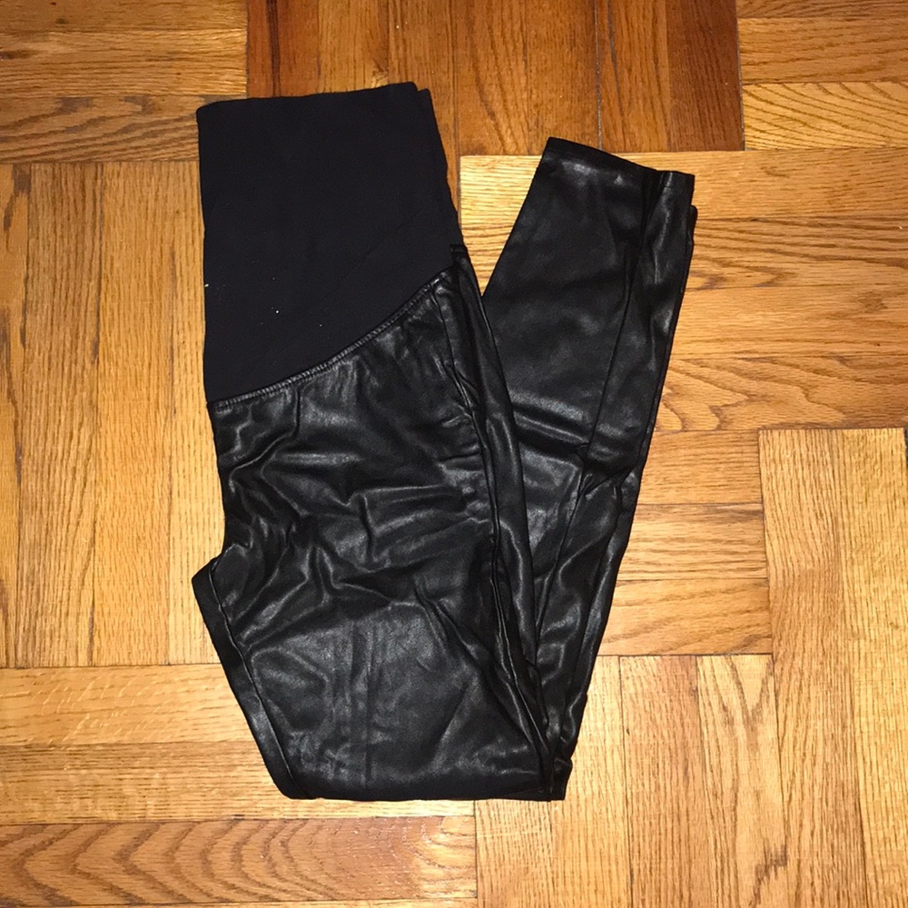 H & M MAMA imitation leather maternity pants